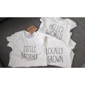 Rae Dunn 6-9 Little Brother set of Onsies